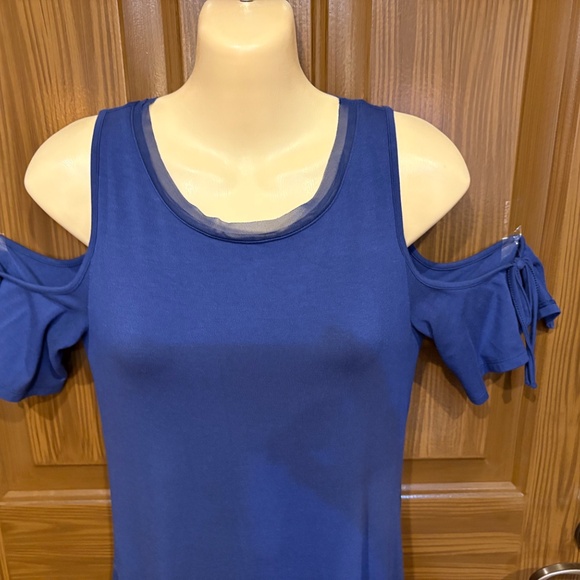 WHBM Navy Blue Sheath Dress Cold Shoulder Women's XS - Picture 3 of 8